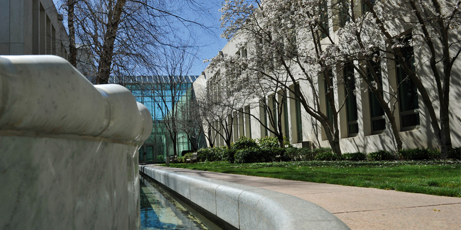Courtyard in Australian Parliament House during spring